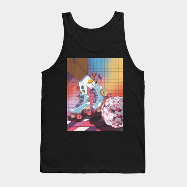 Roller-Disco Party Tank Top by DejaDoodlesArt